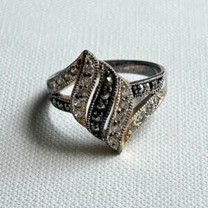 Estate Gold Over Sterling Marcasite & CZ RIng, Size 6.5